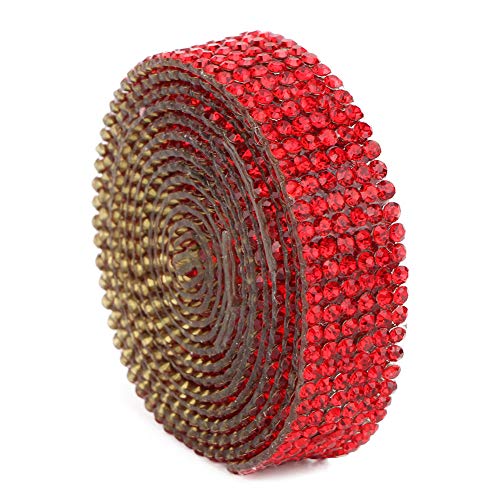 Bügelband Zum Aufbügeln, Strassband Zum Aufbügeln, Applikation, 1 M, Strass-Kristallglas-Netzband, Besatz für Hochzeitskleid, Schuhe (Rot 6 Reihen 1 Meter) von Naroote