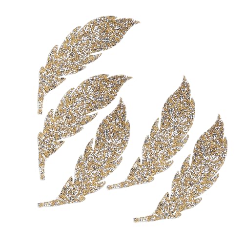 Strass-Aufnäher, 5 Stück, Selbstklebende Strass-Aufnäher für Kleidung, Selbstklebende DIY-Kleidung, Handy-Dekoration, Zubehör, 5 Stück Blätter-Muster, Strass-Applikationen, Zum von Naroote