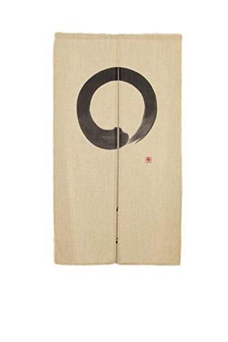 Narumi Japanischer Enso Noren Türvorhang, Tapisserie, Hanfmischung, Köperstoff, 88,9 x 150 cm, aus Japan von NARUMI 鸣海