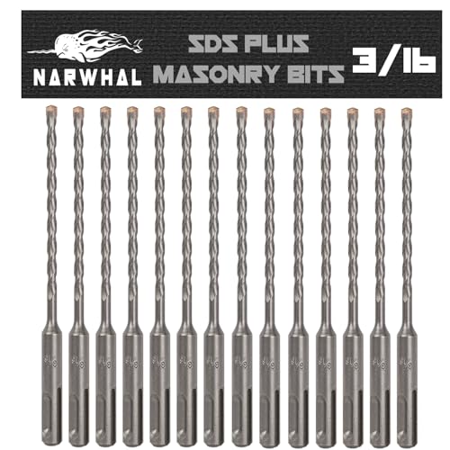 SDS Plus Steinbohrer (3/16 Zoll (13 Stück, Industriequalität), 15,2 cm, Drehhammer-Bit für Beton, Stein, Block und mehr von Narwhal