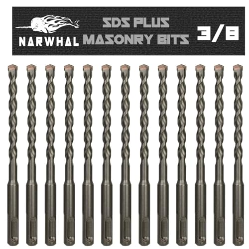 SDS Plus Steinbohrer (3/8 Zoll (13 Stück, Industriequalität), 15,2 cm, Drehhammer-Bit für Beton, Stein, Block und mehr von Narwhal