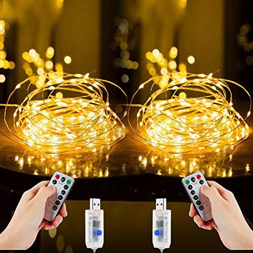 Led Lichterkette, Nasharia 2 Stück 10M 100LED USB Lichterkette Draht Wasserdicht mit Schalter, Kupferdraht Stimmungs Lichterkette für Zimmer, Innen, Weihnachten, Außen, Party, Hochzeit, DIY usw. von Nasharia