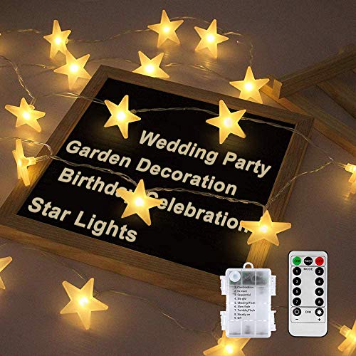 Led Lichterkette Sterne, Nasharia Lichterketten 8 Modi 30er Sterne LED Lichterkette mit USB Port Ladung und Batteriebetrieben Warmweiß Lichterketten für Zimmer, Innenbeleuchtung, Weihnachten (20LED) von Nasharia