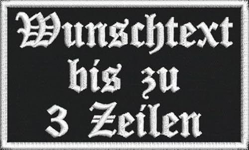 Individuell bestickter Aufnäher/Patch rechteckig mit Wunschtext (Schwarz) von Nashville print factory