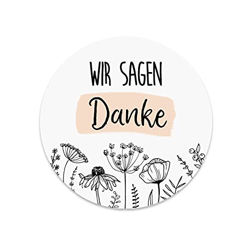 50 Sticker Danke Aufkleber Danke Hochzeit Danksagung (Flowers) von Nastami