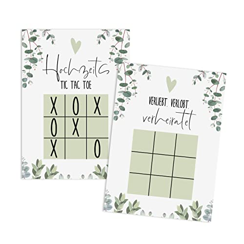 Hochzeit TIC TAC Toe Spiel Eucalyptus Spiele für Hochzeitsgäste Hochzeitsspiel 50 Karten von Nastami