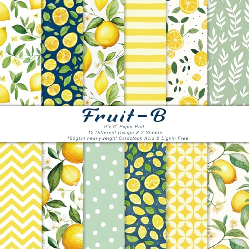 Scrapbook-Papier, 15,2 x 15,2 cm, 160 g/m², 13 Designs, dekoratives Papier für Kartenherstellung, Scrapbooking, Fotoalbum, Dekoration (Fruit-B) von Naszonus