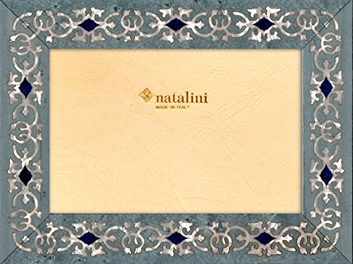 NATALINI, Marrakech Azzurro 13X 18 cm, Bilderrahmen mit Unterstützung für Tisch, Holz, Hell-blau, äußere Ausmaß 18 X 23 X 1,5 cm von Natalini