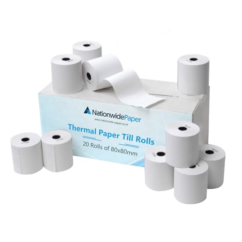 Nationwide Paper Premium Thermal Till Rolls 80x80mm, Card Payment Machine, Paper Receipt Rolls, (20 Rolls) von Nationwide Paper