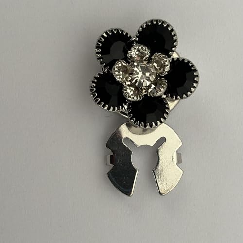 Natldgs 4 Sets Strass-Knopfabdeckungen mit 10 Stück 11,5 mm Nähknöpfen für Damen und Herren (Schwarz – Silber – Blume) von NatldGs