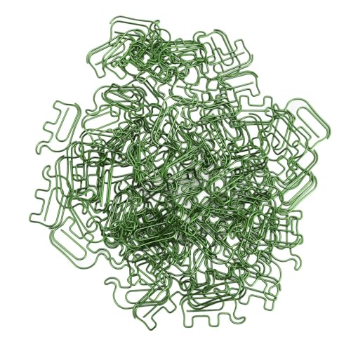 Natudeco 100 Stück Büroklammern, niedliche, langlebige, elefantenförmige Büroklammern aus Edelstahl mit Aufbewahrungsbox für Foto-Lesezeichen (Grün) von Natudeco