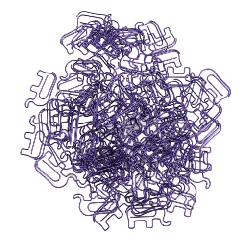 Natudeco 100 Stück Büroklammern, niedliche, langlebige, elefantenförmige Büroklammern aus Edelstahl mit Aufbewahrungsbox für Foto-Lesezeichen (Lila) von Natudeco