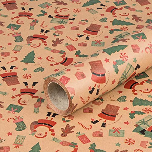 Geschenkpapier Weihnachtsmann, Weihnachtspapier, Kraftpapier 0,70 x 10 m von Natürlich verpacken