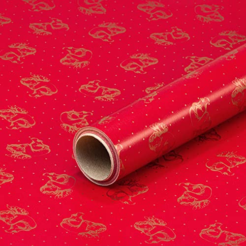 Geschenkpapier rot mit goldenen Engeln, Geburtstagspapier, 0,7 x 10 m von Natürlich verpacken