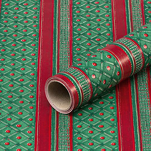 Natürlich verpacken Weihnachtspapier Traditionell, Grün und Rot, Geschenkpapier, glatt - 1 Rolle 0,7 x 10 m von Natürlich verpacken