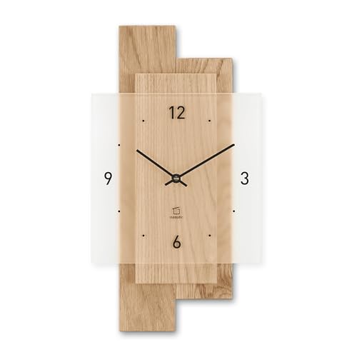 Natuhr Wanduhr Holz Eichwald Modern geräuscharm Eiche U.T.S. Uhrwerk (Eiche unbehandelt, Quarz) von Natuhr