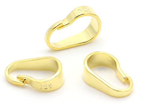 NaturSchatulle Collierschlaufen 925 Silber 18K Gold 10x6mm Schmuck Kettenanhänger für Anhänger DIY Anhängerschlaufen Ösen (10 Stück) von NaturSchatulle