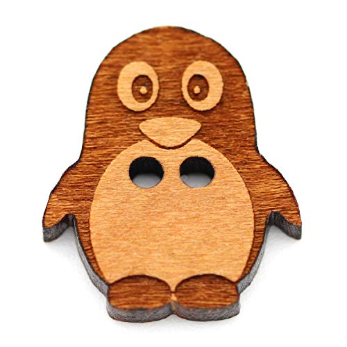 NaturSchatulle Holzknöpfe Motiv Pinguin | 5 Stück Kirsche 2 Loch Knöpfe Holz DIY Basteln Nähen Schmuckherstellung Annähen Kinderknöpfe von NaturSchatulle