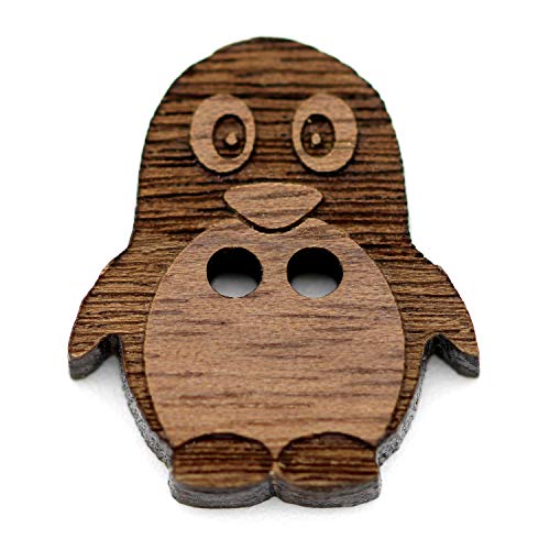 NaturSchatulle Holzknöpfe Motiv Pinguin | 5 Stück Nussbaum 2 Loch Knöpfe Holz DIY Basteln Nähen Schmuckherstellung Annähen Kinderknöpfe von NaturSchatulle