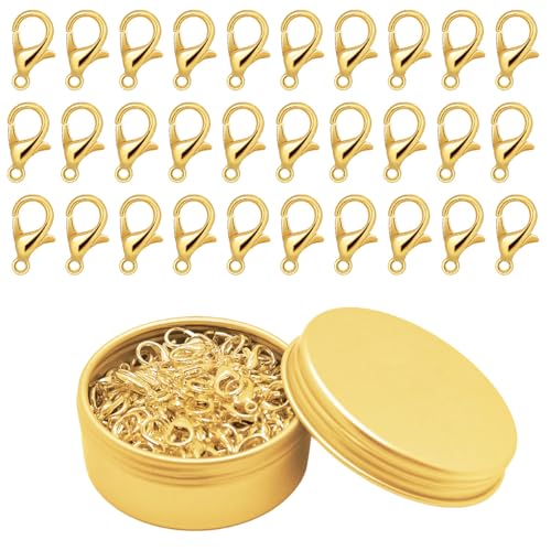 200 Stück goldene Karabinerverschlüsse, kleine Legierung Karabinerverschlüsse mit Metall-Aufbewahrungsbox, Karabinerhaken für DIY-Schlüsselanhänger, Armbänder, Halsketten, Handwerk, Schmuckherstellung von Naturahand