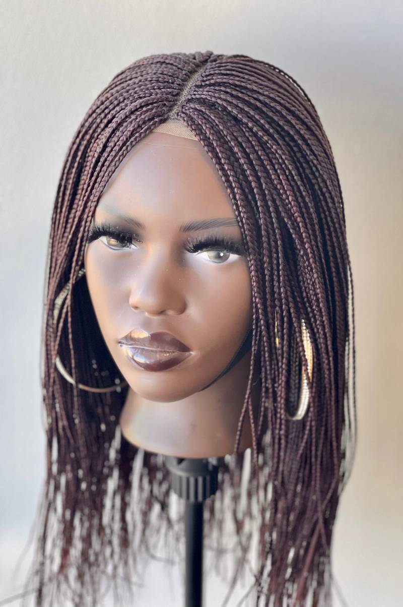 Burgund Box Braid Knotenlose Micro Lace Front Perücke von Naturalgirlworld