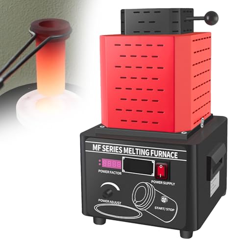 Naturalpowev 5000 W elektrischer Goldschmelzofen, 1600 ℃/2912 ℉ digitaler Schmelzofen mit Graphittiegel und Quarztiegel, Raffinationsgussofen,Red-2kg von Naturalpowev