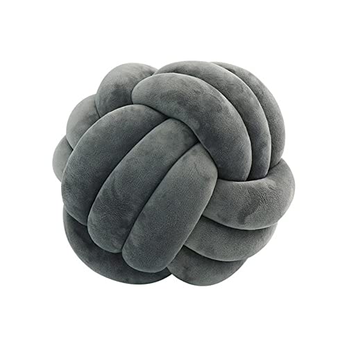 NatureMan Weiches Knotenballkissen, rundes Wurfkissen, Kinderzimmer-Dekoration, Plüschkissen, handgefertigtes rundes Plüschkissen, beruhigendes Stressabbau-Plüschtier, Durchmesser 28 cm (dunkelgrau) von NatureMan