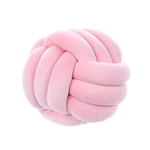 NatureMan Weiches Knotenballkissen, rundes Wurfkissen, Kinderzimmer-Dekoration, Plüschkissen, handgefertigtes rundes Plüschkissen, beruhigendes Stressabbau-Plüschtier, Durchmesser 28 cm (Rosa) von NatureMan