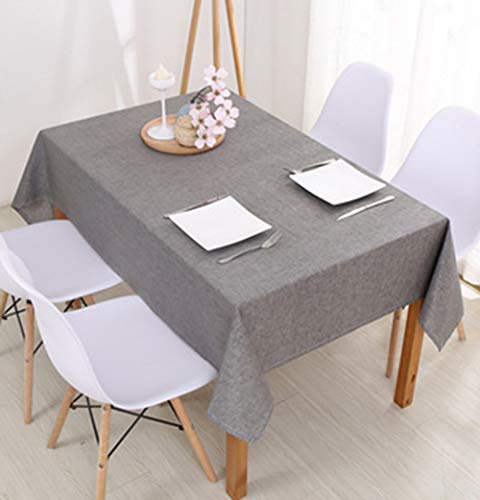 Baumwolle Leinen Tischdecke Pure Color Tischdecke für Küche Rechteckige Tischdecke Fleck Staubdicht Tischdecke Grau, 100x160 von Naturer