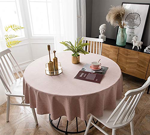 Runde Tischdecke Einfache und Elegante Heimtextilien für den Innen- und Außenbereich 130 cm Rosa von Naturer