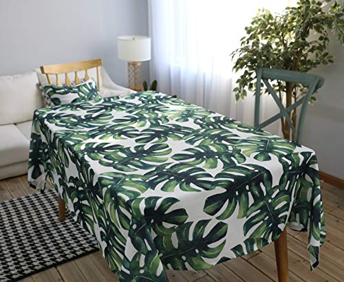 Naturer Tischdecke Blätter Grüne Palme Pflanzen Rechteck Platz Wasserdicht Zusammenklappbar Polyester Baumwolle Gärten Für Essen Kaffee Küche 140 x 200cm von Naturer