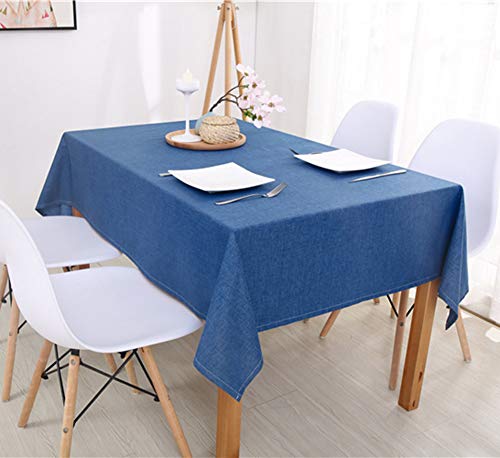 Tischdecke Tischtuch Tischläufer Tischwäsche Uni einfarbig Leinentischdecke Blau 110x170cm Wasserabweisend von Naturer