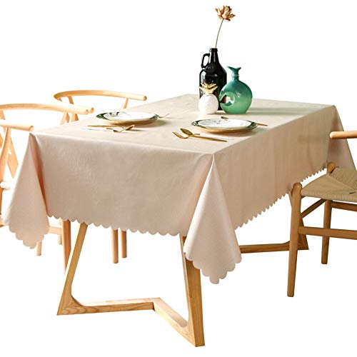 Naturer Wachstuch Tischdecke Wasserabweisend Wachstischdecke Gartentischdecke, Länge wählbar, Leinenoptik Beige 110cm x 110cm von Naturer