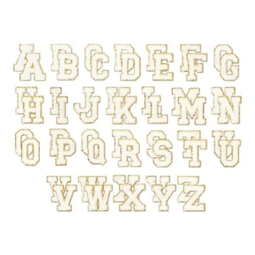 Naugan Selbstklebende Chenille Buchstabenaufnächer: 52 Stück selbstklebende Buchstaben Aufbügler Stickstickerei von Naugan