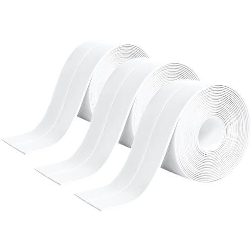 3 Rollen wasserdichtes Dichtungsband für Bad und Küche, selbstklebendes PVC-Klebeband für Waschbecken, Badewanne, Wandecke, Fenster und Toiletten, weißes Klebeband, 320 cm x 3,8 cm von Naunna