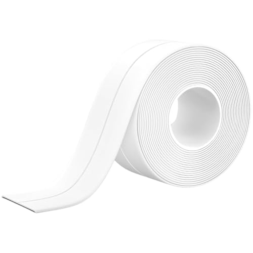 Naunna Wasserdichtes Dichtungsband, 1 Rolle selbstklebendes Klebeband für Bad und Küche, feuchtigkeitsableitendes PVC-Klebeband für Waschbecken, Badewanne, Wandecken und Toilette, weißes Klebeband von Naunna