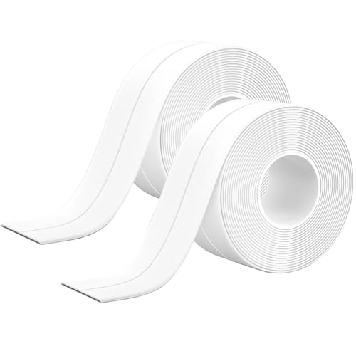 Wasserdichtes Dichtungsband, 2 Rollen selbstklebendes Klebeband für Bad und Küche, feuchtigkeitsableitendes PVC-Klebeband für Waschbecken, Badewanne, Wandecken, Fenster und Toilette, weißes Klebeband von Naunna