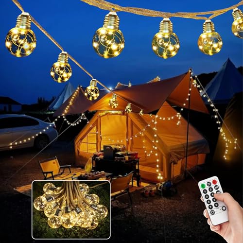 LED Lichterkette Außen,8.5M Lichterkette Innen Aussen Strom Outdoor,8 Modi Lichterkette Garten mit 20 Glühbirnen,Lichterkette Außen G50 IP44 Wasserdicht mit Oudtoor Deko für Gärten, Party,Balkon von Nauotk