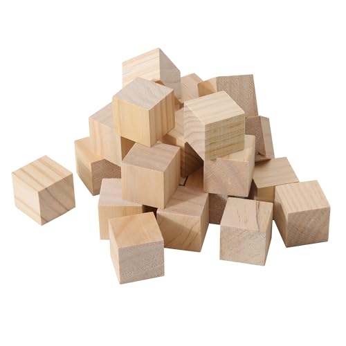 Navaris Holzwürfel Set - 25 hochwertige Kiefernklötze - Ideal zum Basteln - Holzklötzchen zum Bemalen - Perfekt für 3D-Puzzles, Stempel und Brandmalerei - Holzbausteine Natur von Navaris