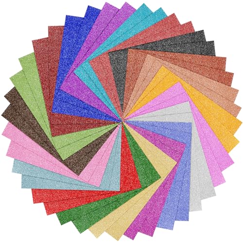 Glitzerpapier zum Basteln 40 Blatt,Bunt Glitzer Papier A4 20 Farben 250g/m² Glitterkarton zum Basteln und Gestalten,Grußkarten Scrapbooking von Navie Mobi