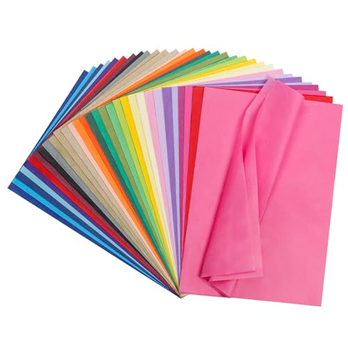 Navie Mobi 500 Blatt Transparentpapier Bunt,30 Farben Seidenpapier Verpackungsmaterial,A4 Einpackpapier Bastelpapier für Basteln Verpacken DIY von Navie Mobi