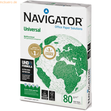 Navigator Kopierpapier Universal A3 80g/qm weiß VE=500 Blatt von Navigator