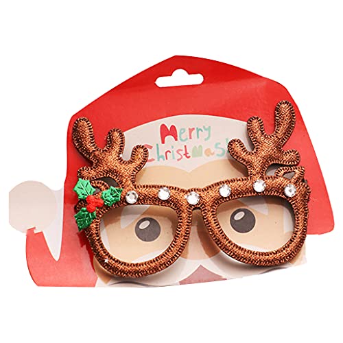 Navna Glitzer-Brillenrahmen für Weihnachten, Cartoon-Weihnachtsmannmütze, Brille, Cosplay, Party, Requisiten, Cartoon-Weihnachtsmannmütze, Brille von Navna