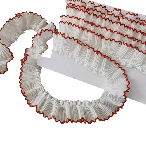 Stilvolle Chiffon-Rüschenspitze mit Hahnentritt-Spitzenbesatz für Modehandwerker und Kleidung, Kopfbedeckungen, Projekt-Besets, 3 cm von Navna