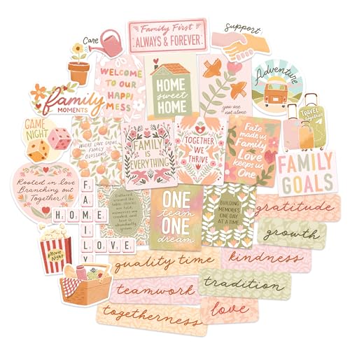 Navy Peony Bonds and Dreams Family Vision Board Aufkleber (30 Stück) – Pfirsich-Fuzz Pastell-Blumenaufkleber für Familieneinheit, Sammelalbum, Vision Board Party von Navy Peony