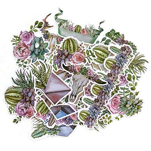 Navy Peony Geometrische Terrarium- & Kaktus-Sticker-Set (15 Stück) | Süße Wasserdichte Sticker für Laptops, Skateboards & Handys | Coole Aufkleber für Scrapbooks, Planer & Journals von Navy Peony