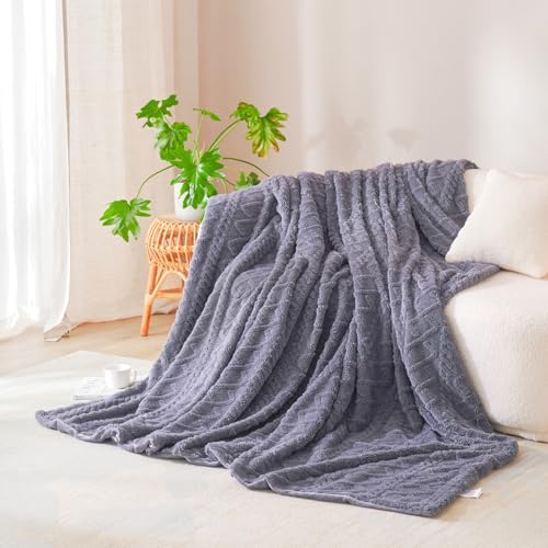 Nayoroom Kuscheldecke Winter Flauschig Cashmere Touch Fleecedecke 150x200 cm Grau Warm Flanell Decke Kuschelig Wolle Aesthetic Wohndecke Dunkelgrau Wolldecken Weiche Sofadecken für Couch überwurf Set von Nayoroom