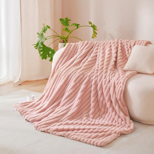 Nayoroom Kuscheldecke Winter Flauschig Kaninchen Fleecedecke 150x200 cm Rosa Warm Fellimitat Decke Kuschelig Wolle Aesthetic Wohndecke Winter Wolldecken Weiche Sofadecken für Couch überwurf Set von Nayoroom