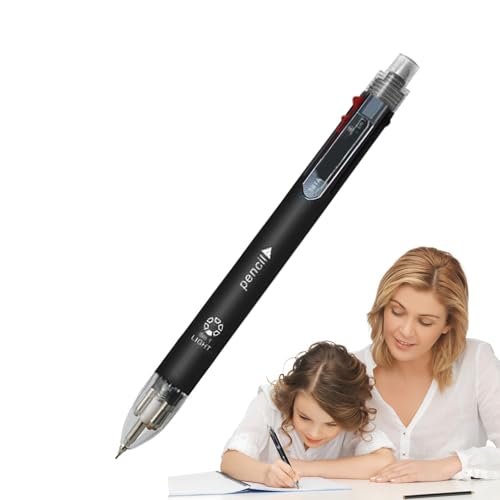 Nbbwwu Glatte Kugelschreiber, 5 Farben, austauschbare Kugelschreiber mit Bleistift, multifunktionaler Schulbedarf, federeinziehbares Schreibwaren für glattes Schreiben von Nbbwwu