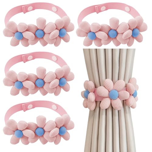 Nchdewui 4 Stück Vorhangseil Raffhalter, Gardinenhalter, Vorhang Halter, Curtain Rope Buckle, Raffhalter Dekorative Raffhalter Für Vorhänge, Blumenvorhangbänder Für Schlafzimmerfenster (pink) von Nchdewui